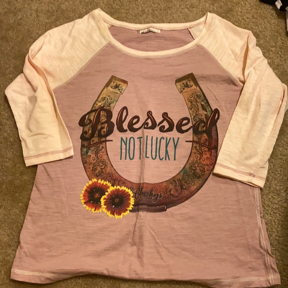 Cheekys Brand 3/4 sleeve length women’s t-shirt.